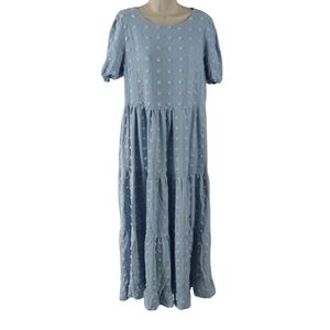 Blue Women's Maxi Dress With White Swiss Dots